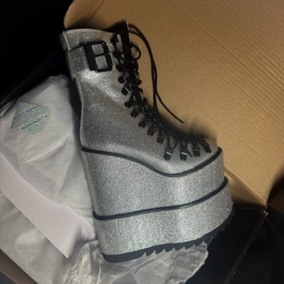 Crystal Double Stack Boots - Dolls Kill - SIZE 7 - NIB - Picture 2 of 8